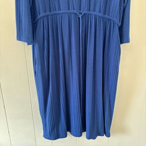 NEW Lane Bryant Cowl-Neck Knit Dress Blue Ribbed Cinch Waist 3/4 Sleeve 18/20 2X - Picture 6 of 14